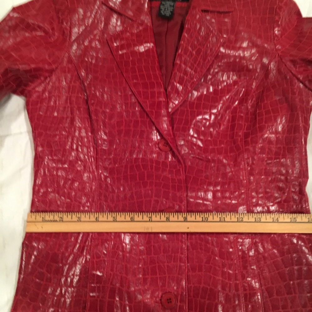 Like new! Embossed Leather Blazer - Picture 5 of 8